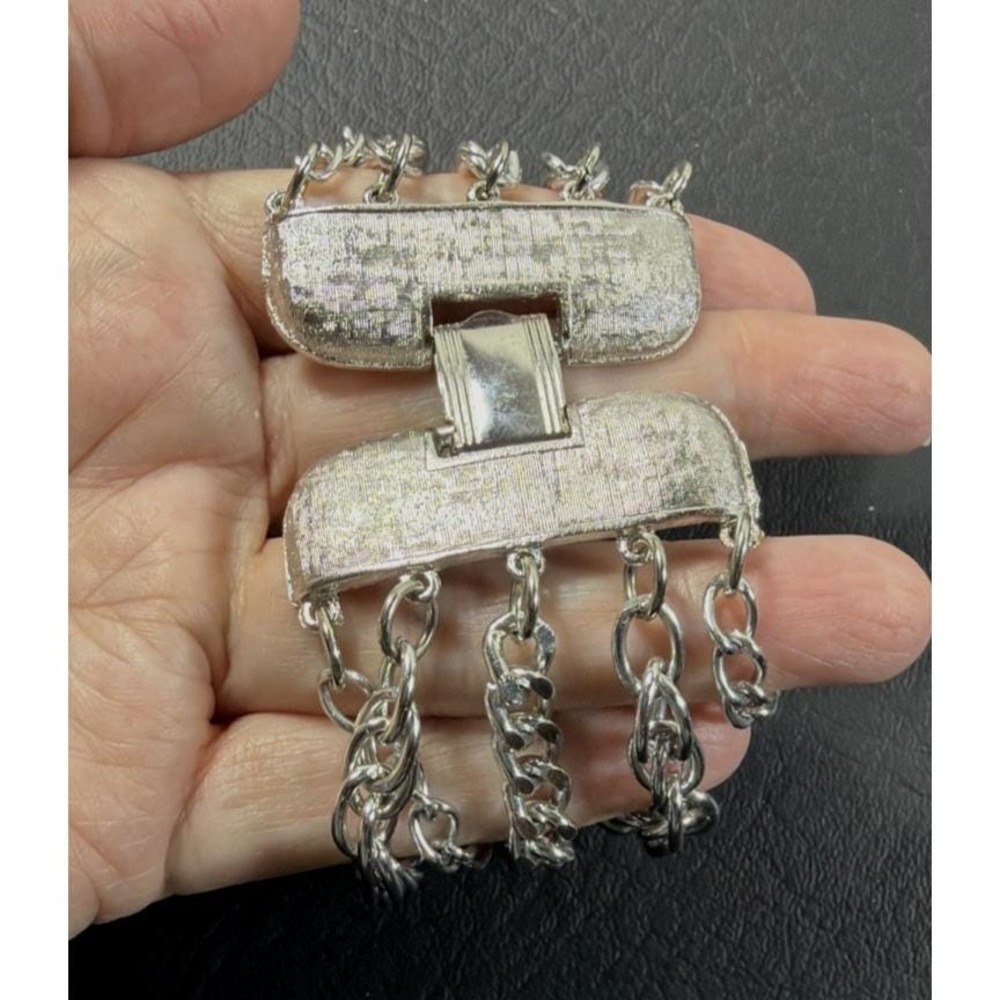 Vintage Signed CORO 5 Multi Strand Chain Silver Tone Bracelet 7" MCM
